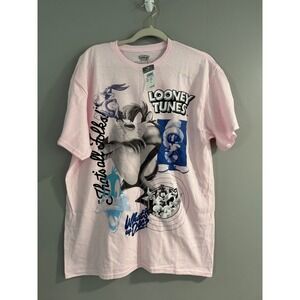 Rue21 Looney Tunes T‎ Shirt Pink Taz Bugs Marvin The Martian Graphic Tee L